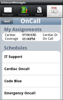 miSecureMessages OnCall Assignments